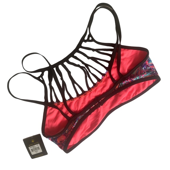 2 pcs NWT Body Glove Fly Ivy Strappy Top + Lace Hipster Bottom Butterfly Print - Picture 4 of 16